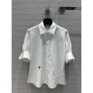 DIOR white Cotton Poplin Blouse with Puff Sleeves 2023