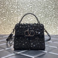 Valentino Mini VSling Bag in Beads 3D Embroidery with Crystals and Sequins black 2023
