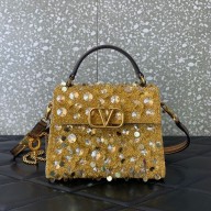 Valentino Mini VSling Bag in Beads 3D Embroidery with Crystals and Sequins gold 2023