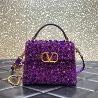 Valentino Mini VSling Bag in Beads 3D Embroidery with Crystals and Sequins purple 2023