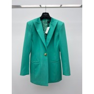 balmain one button coat green 2023