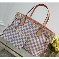 Louis Vuitton Damier Azur Canvas Neverfull PM Bag N41362 Pink 2023