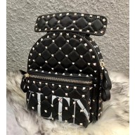 Valentino Rockstud Spike Lambskin Mini Backpack Black/White 2018