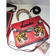 Gucci Lilith Embroidered Leather Top Handle Bag 453750 Tiger Red(YL-722701)