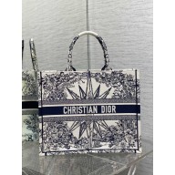 Dior Large Book Tote Bag in White and Blue Rêve d'Infini Embroidery 2022 
