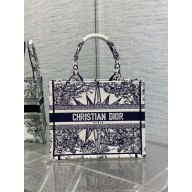 Dior Small Book Tote Bag in White and Blue Rêve d'Infini Embroidery 2022 