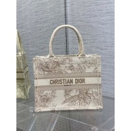 Dior Small Book Tote Bag in Jardin d'Hiver Embroidery with Metallic Thread White/Gold 2022