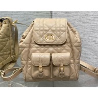 Dior medium Dior Caro Backpack in Beige Macrocannage Lambskin 2024