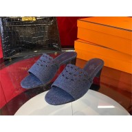 Hermes heel 5CM Gaelle sandal in denim bleu brut / marine 2023