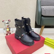 VALENTINO ROMAN STUD CALFSKIN COMBAT BOOT 40MM SO BLACK