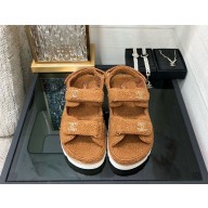 Chanel CC Logo Beach Sandals shearling 01 2024