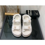 Chanel CC Logo Beach Sandals shearling 07 2024