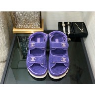 Chanel CC Logo Beach Sandals shearling 09 2024