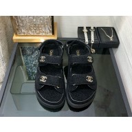 Chanel CC Logo Beach Sandals shearling 11 2024