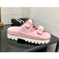 Chanel CC Logo Beach Mules Sandals Shearling 18 2024