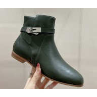 Hermes Neo Ankle Boots in green leather 2024