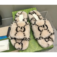 Gucci  flat slippers with shearling beige 1210-2024