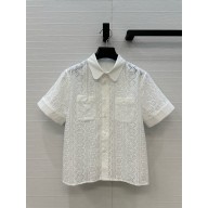 CELINE WHITE shirt in broderie anglaise cotton 2025