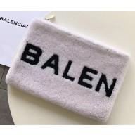 Balenciaga Small Shearling Pouch Clutch Bag White 2018