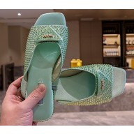 Prada Satin slides with crystals 1XX642 Green 2023