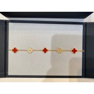 Van Cleef & Arpels Vintage Alhambra bracelet,5 motifs,yellow gold,diamond,carnelian