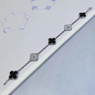 Van Cleef & Arpels Vintage Alhambra bracelet, 5 motifs,silver,black,diamond