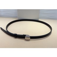 Loewe Width 1.5cm Pebble belt in smooth calfskin Black/silver