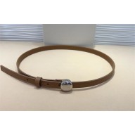 Loewe Width 1.5cm Pebble belt in smooth calfskin Brown/silver