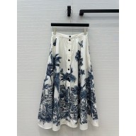 DIOR white/blue Dioriviera Mid-Length Flared Skirt 2025