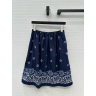 MIU MIU blue Printed slubbed poplin skirt 2025