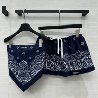 MIU MIU NAVY Bandana print poplin top and miniskirt 2025