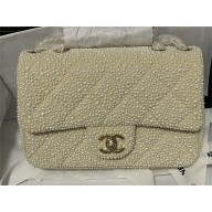 Chanel Glass Pearls & Ruthenium-Finish Metal Evening Bag AS4297 white 2025