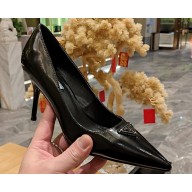 Prada Heel 8.5cm leather pumps 1I001N Brushed Black 2023