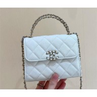 Chanel Clutch with Chain in Shiny Grained Calfskin AP3237 white 2025(original quality)
