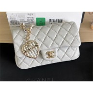 CHANEL BLACK LAMBSKIN Classic Mini Bag with hook AP4760 white 2025