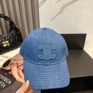 CELINE triomphe baseball cap in washed cotton BLUE 2025