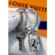 Louis Vuitton Lockit Hoop Earrings with Padlock and Keys Q96340 Silver 2018