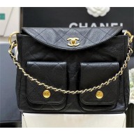 CHANEL BLACK Hobo Handbag IN Grained Calfskin & Gold-Tone Metal AS5384 2025(ORIGINAL QUALITY)