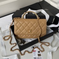 Chanel Wallet on Chain in Lambskin and Imitation Pearls AP3504 khaki 2023