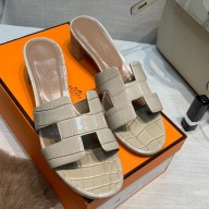 HERMES HEEL 5CM STONE PATTERN LEATHER ORAN SANALS 32 2021