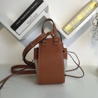 loewe mini hammock bag  brown in box leather/canvas