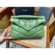 Saint Laurent loulou puffer small chain bag in quilted lambskin 577476 green with gold hardware(original quality)