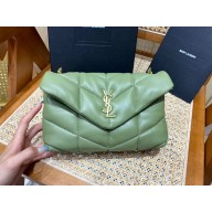 Saint Laurent loulou puffer toy bag in quilted lambskin 620333 GREEN WITH GOLD HARDWARE(original quality)