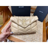 Saint Laurent loulou puffer toy bag in quilted lambskin 620333 BEIGE WITH GOLD HARDWARE(original quality)