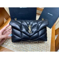 Saint Laurent loulou puffer toy bag in quilted lambskin 620333 BLACK WITH GOLD HARDWARE(original quality)