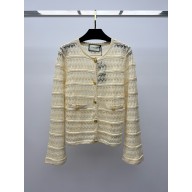 GUCCI WHITE COTTON LACE cardigan 2024