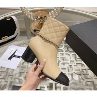 Chanel CC logo ankle Boots calfskin with chain black/beige 1025-2024