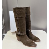 Celine with Buckle suede Boots grey 1025-2024