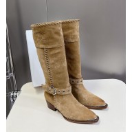 Celine with Buckle suede Boots beige 1025-2024
