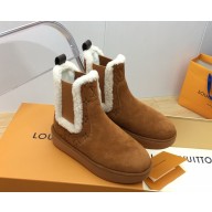Louis Vuitton suede ankle boot with shearling brown 2024